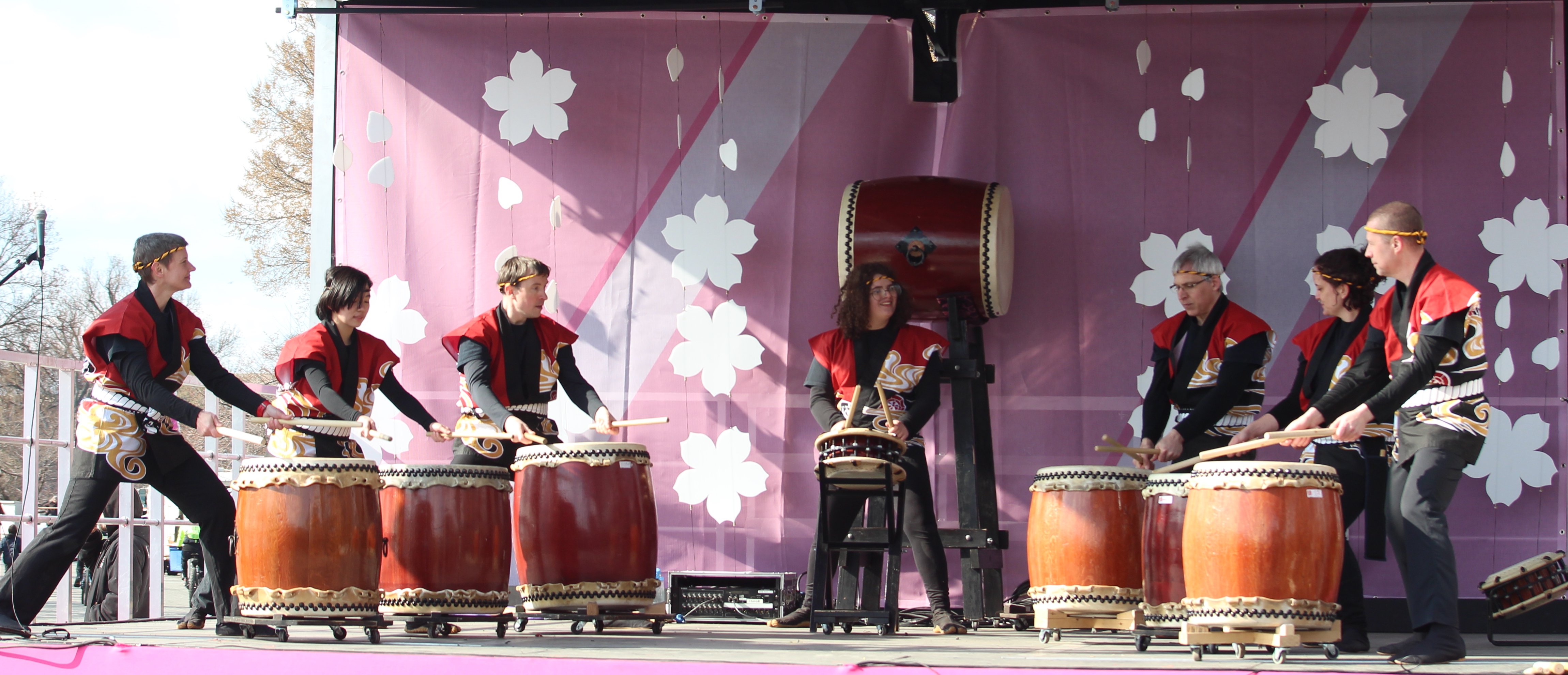 Pittsburgh Taiko on stage at the 2018 Sakura Taiko Fest