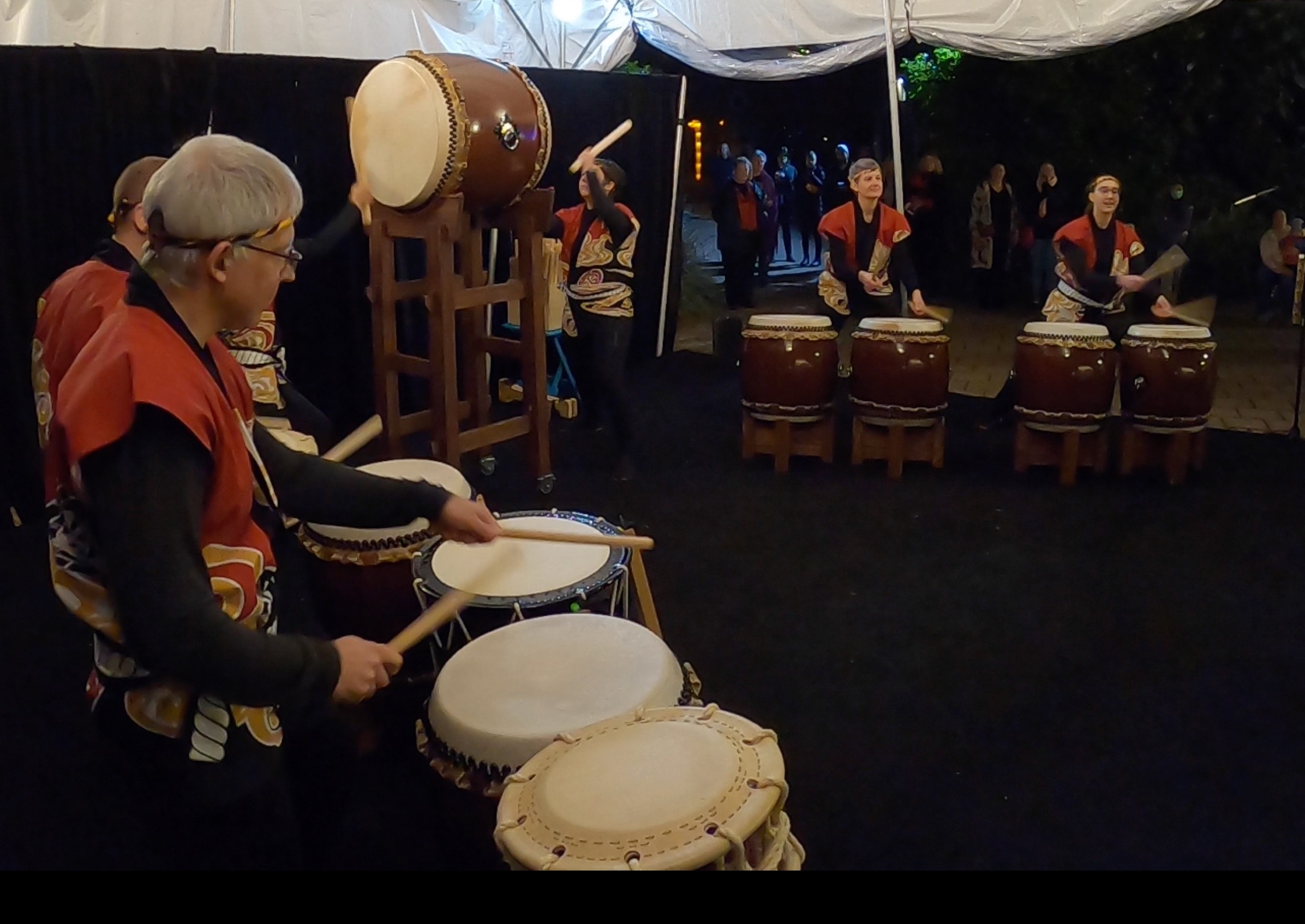 Photo of Pittsburgh Taiko drummers performing at the festival.